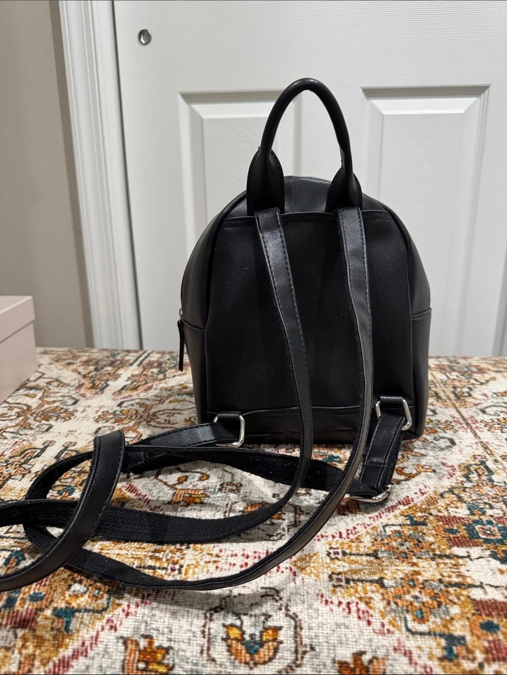 Whimsy Mushroom Print Mini Backpack - Black